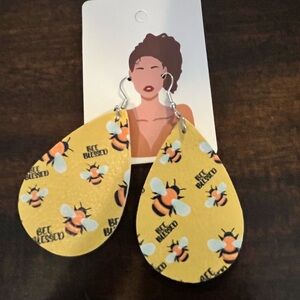 Yellow Bee Teardrop Earrings - Women Jewelry